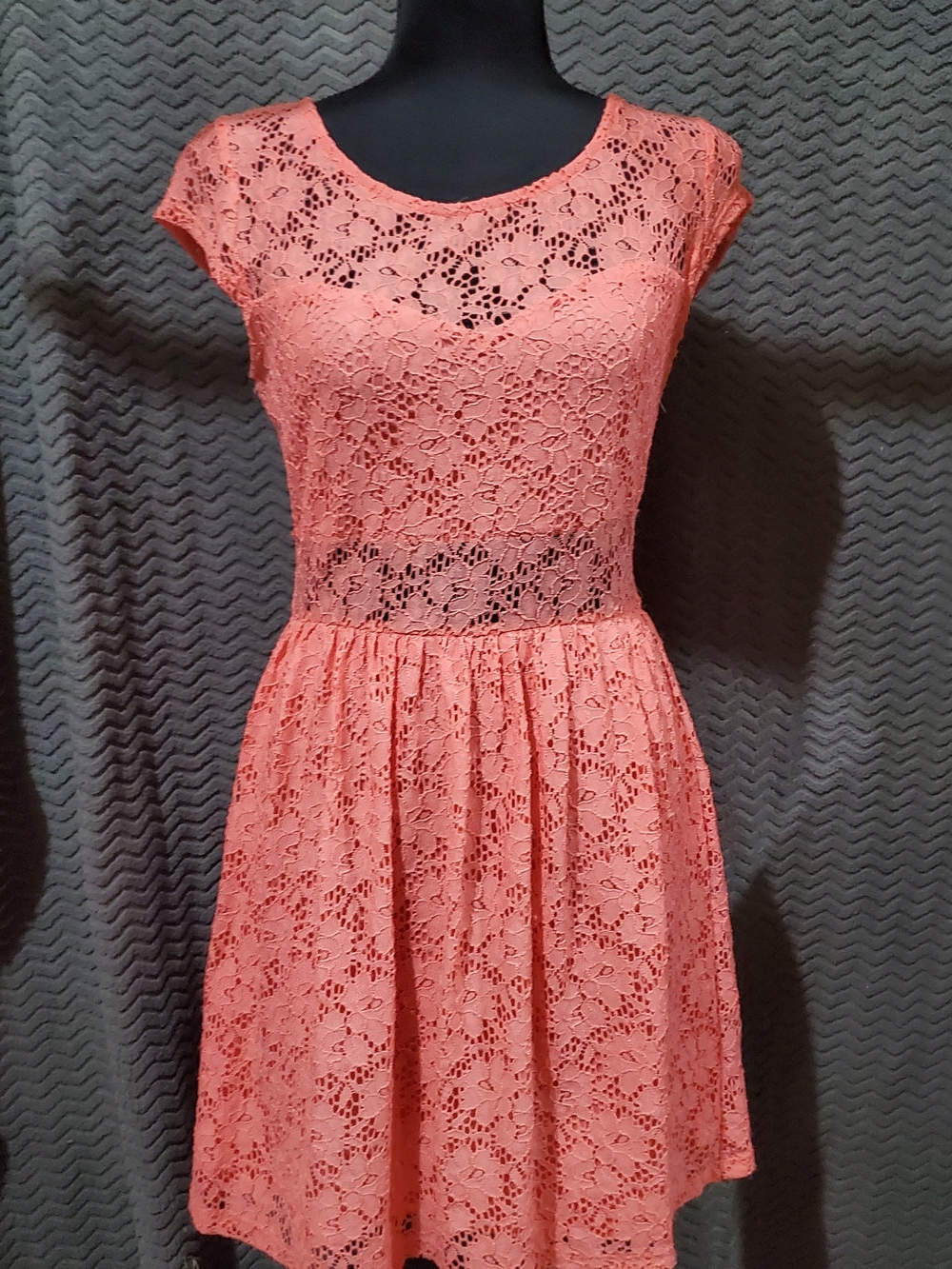 bailey blue Coral Lace Cap-Sleeve Fit & Flare Dress